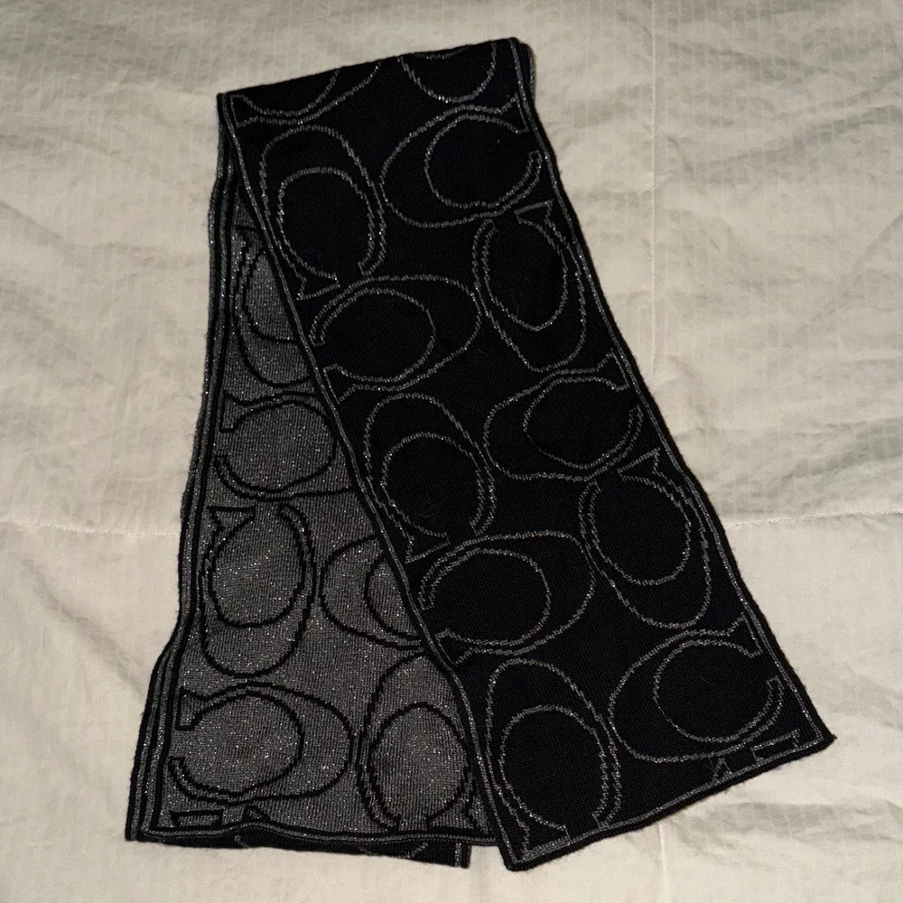 Coach Reversible Sparkly Logo Scarf